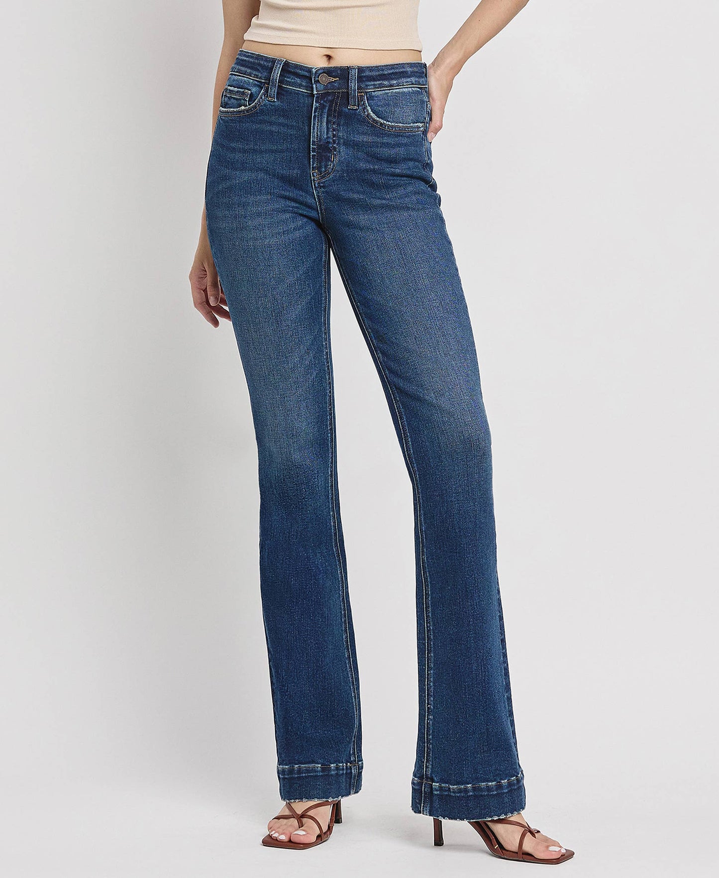 High Rise Trouser Hem Bootcut Jeans