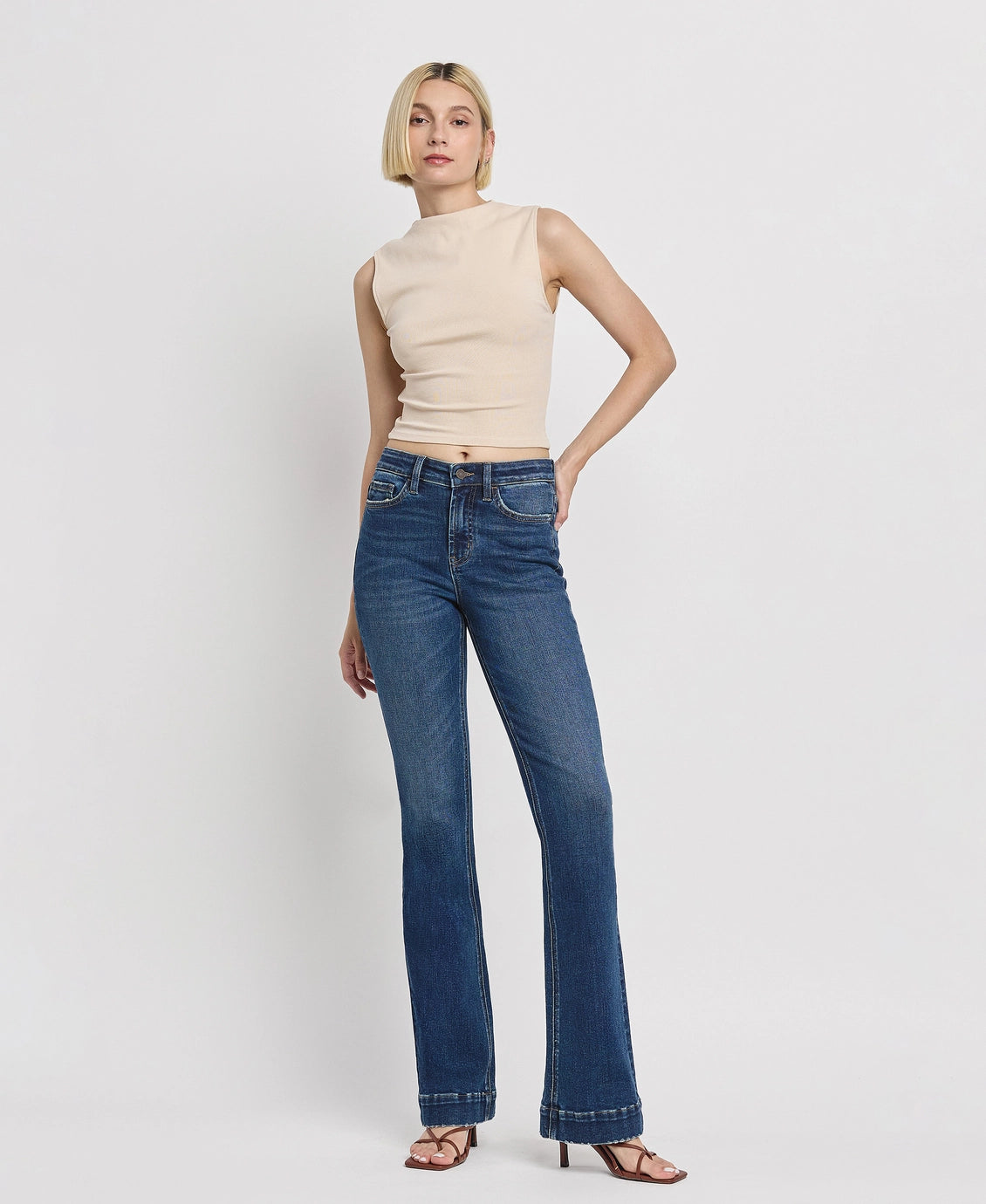 High Rise Trouser Hem Bootcut Jeans