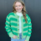 Greco Fuzzy Stripe Cardigan