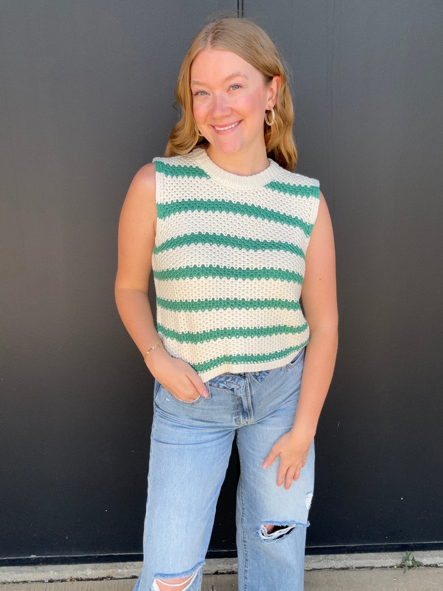 Spearmint Stripe Top