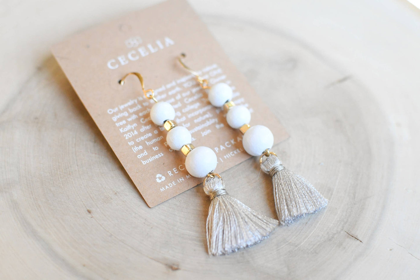 Beaded White Tassel