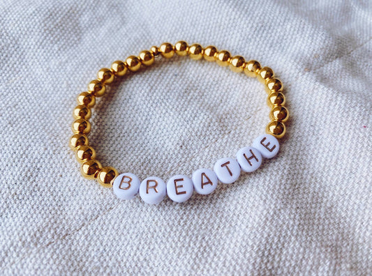 Gold Word Bracelet - Breathe
